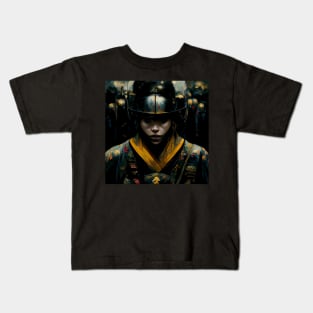 Dark Female Samurai | Black and Gold Kids T-Shirt